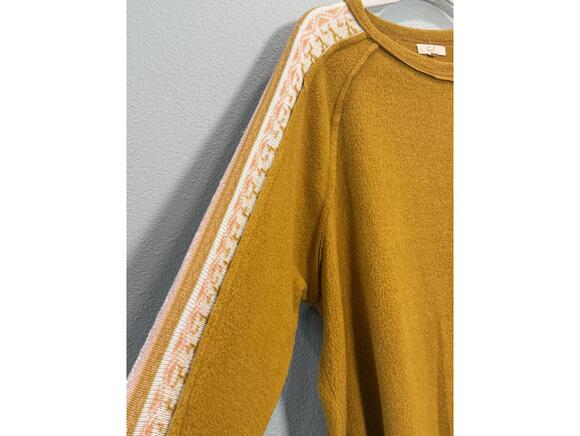 EASEL Boutique Mixed Media Mustard Yellow Pullover Sweater - Women Small - Picture 4 of 5